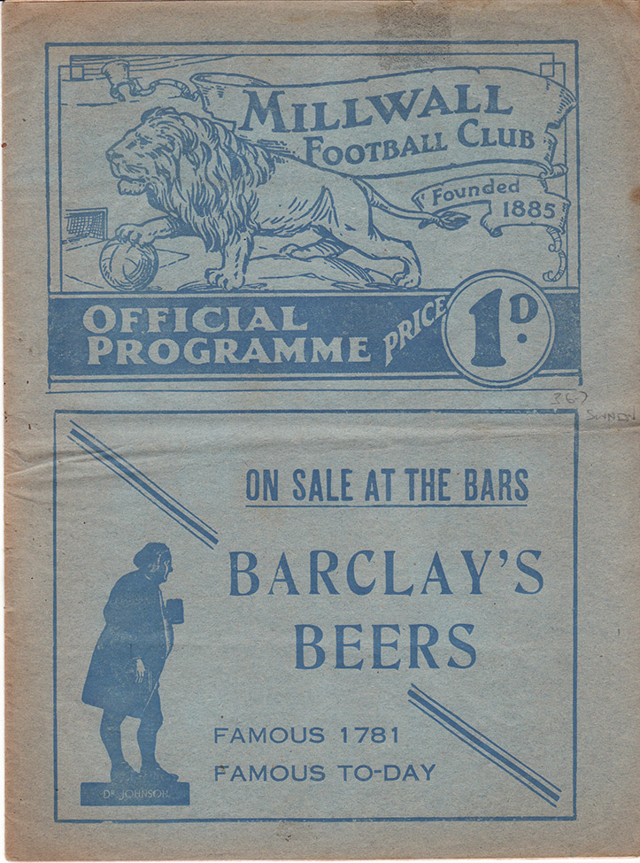<b>Friday, March 26, 1937</b><br />vs. Millwall (Away)